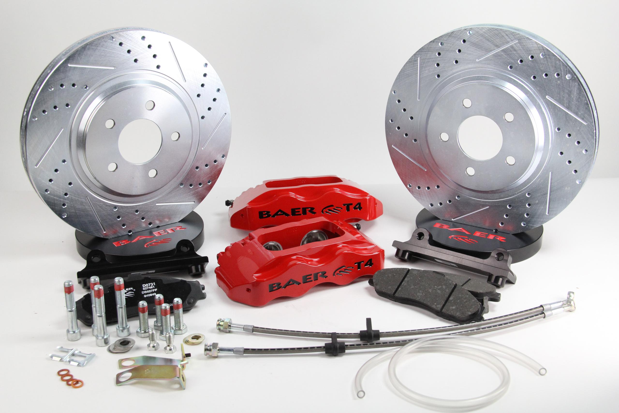 Baer 13" Track4 Front Brake Kit, Fire Red, SDZ (1988-1996 Corvette) - 4301410FR