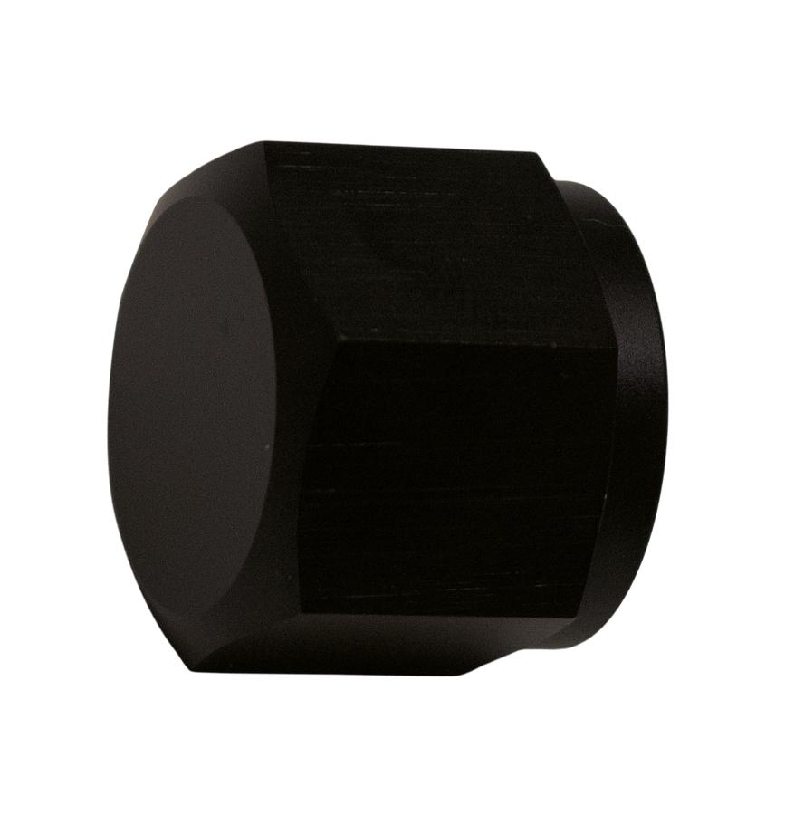 DeatschWerks 8AN Female Flare Cap, Anodized Matte Black - 6-02-0715-B