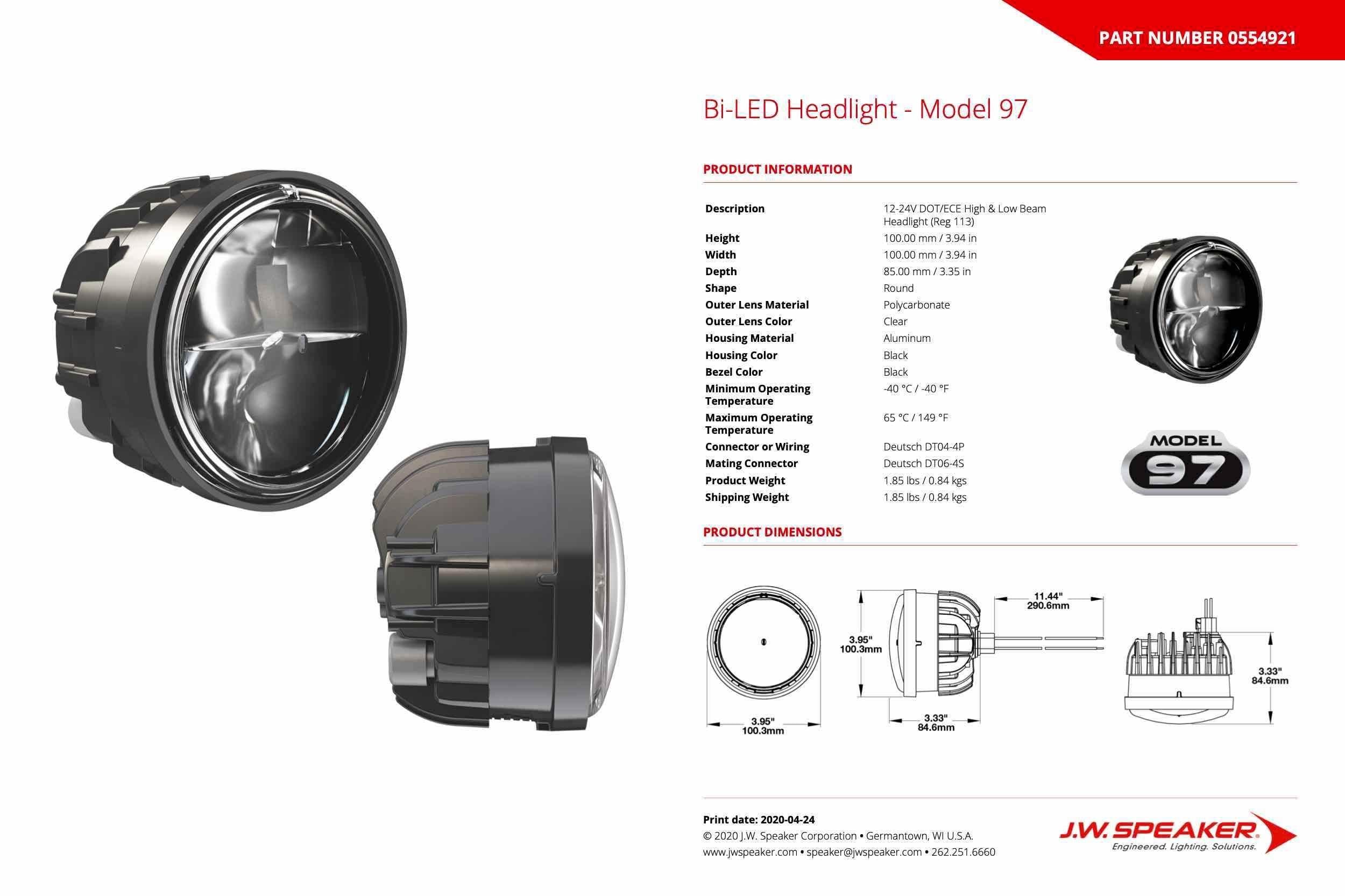JW Speaker : 97 - 12/24V BILED DOT/ECE REG113 (Universal) - 554921