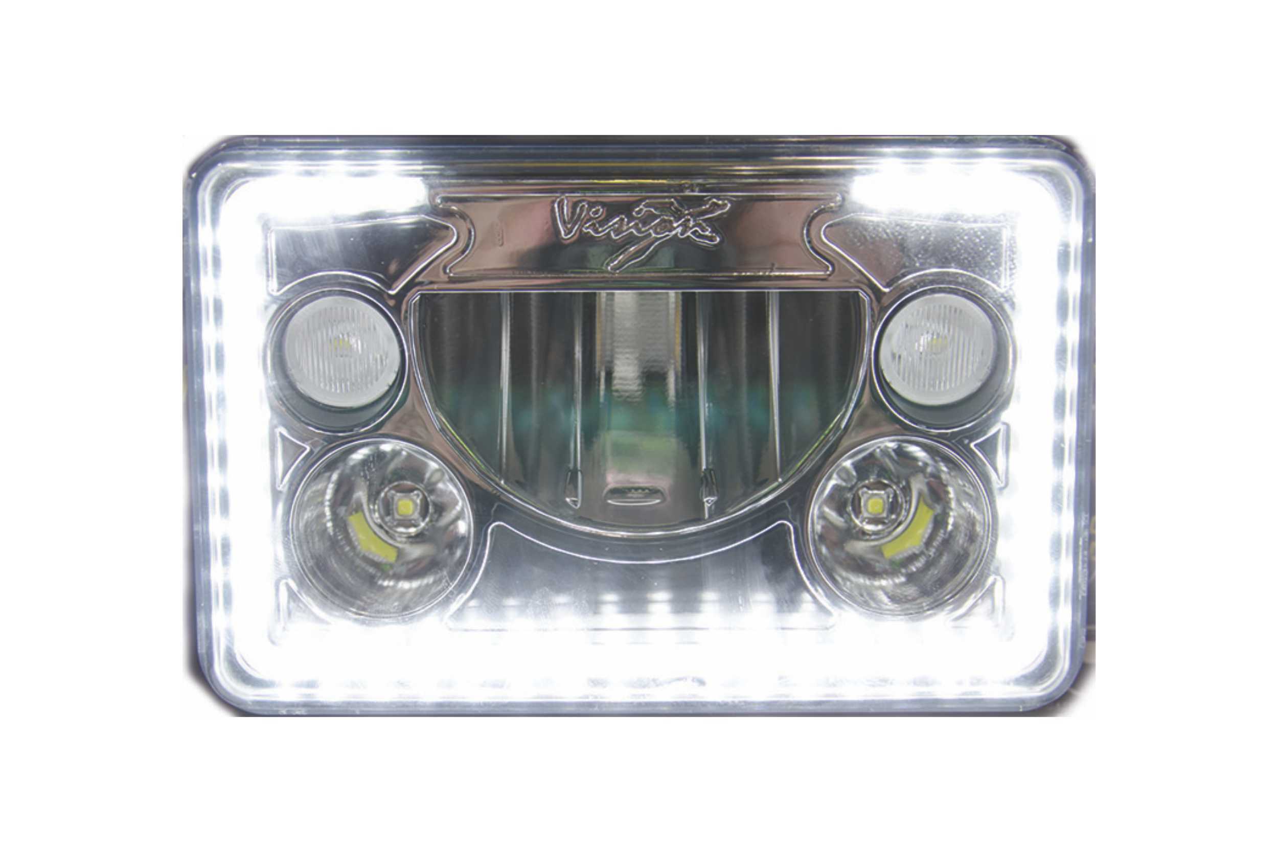Vision X  LED Headlights: (Each / 4x6" Rectangle / Chrome / Amber Halo) (Universal) - XIL-46DA