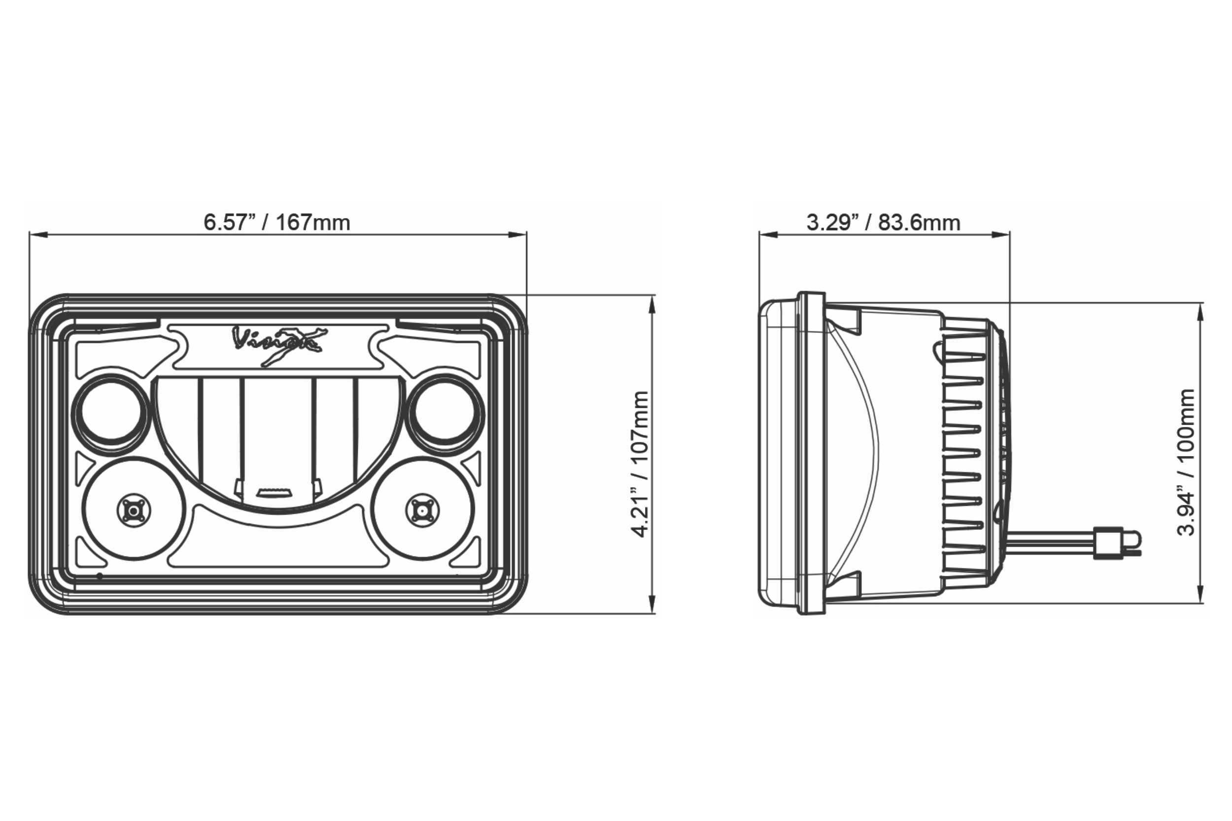 Vision X  LED Headlights: (Each / 4x6" Rectangle / Chrome / Amber Halo) (Universal) - XIL-46DA