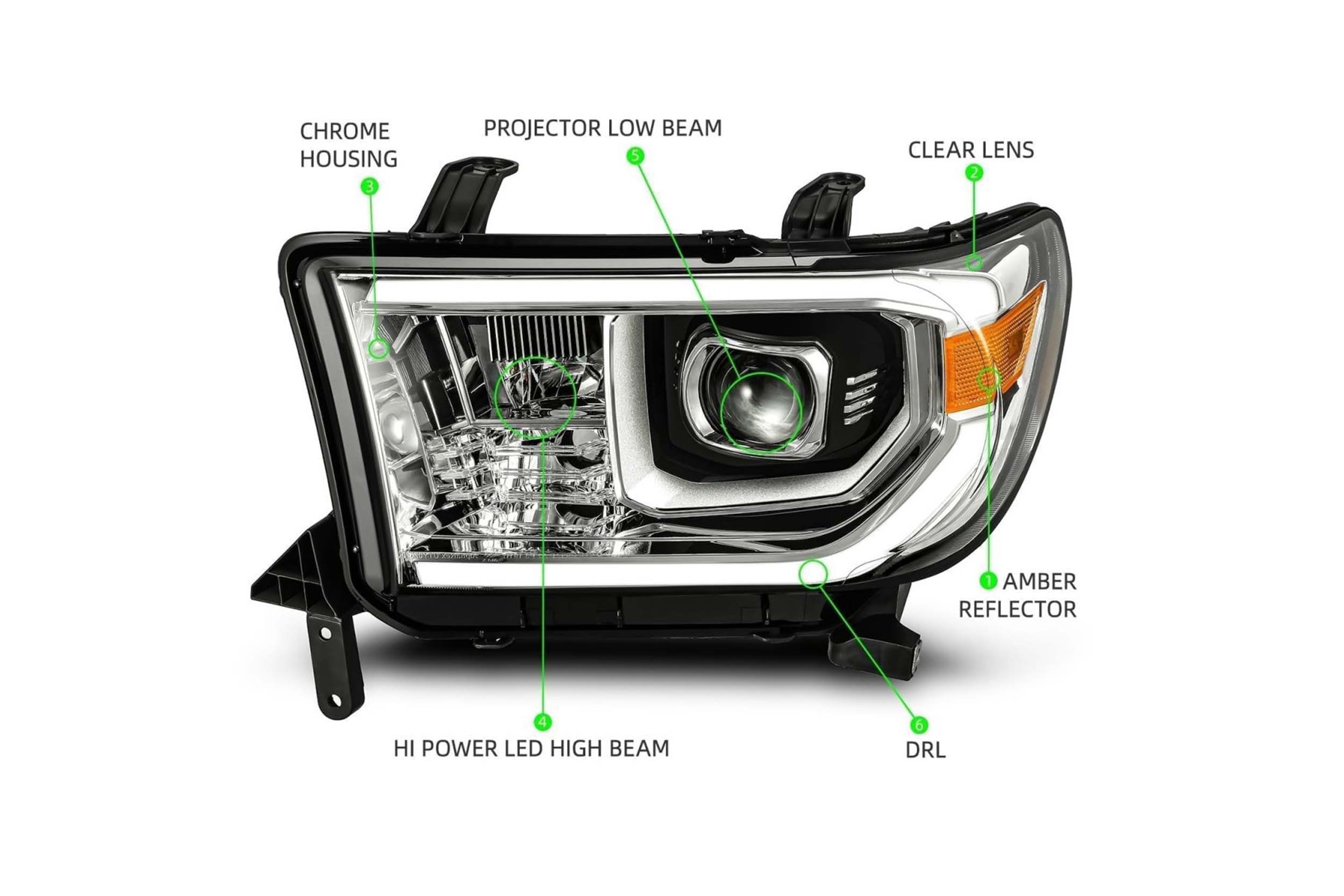 AlphaRex ARex Luxx LED Headlights: Toyota Tundra (07-13) - Black w/ Adj (Set) - 880776