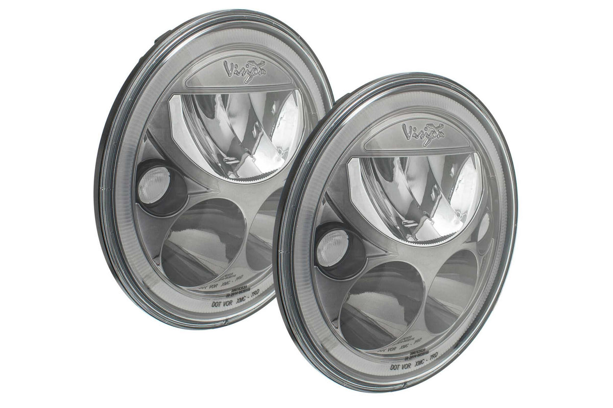 Vision X  LED Headlights: (Each / 7" Round / Chrome / White Halo) (Universal) - XIL-7RD