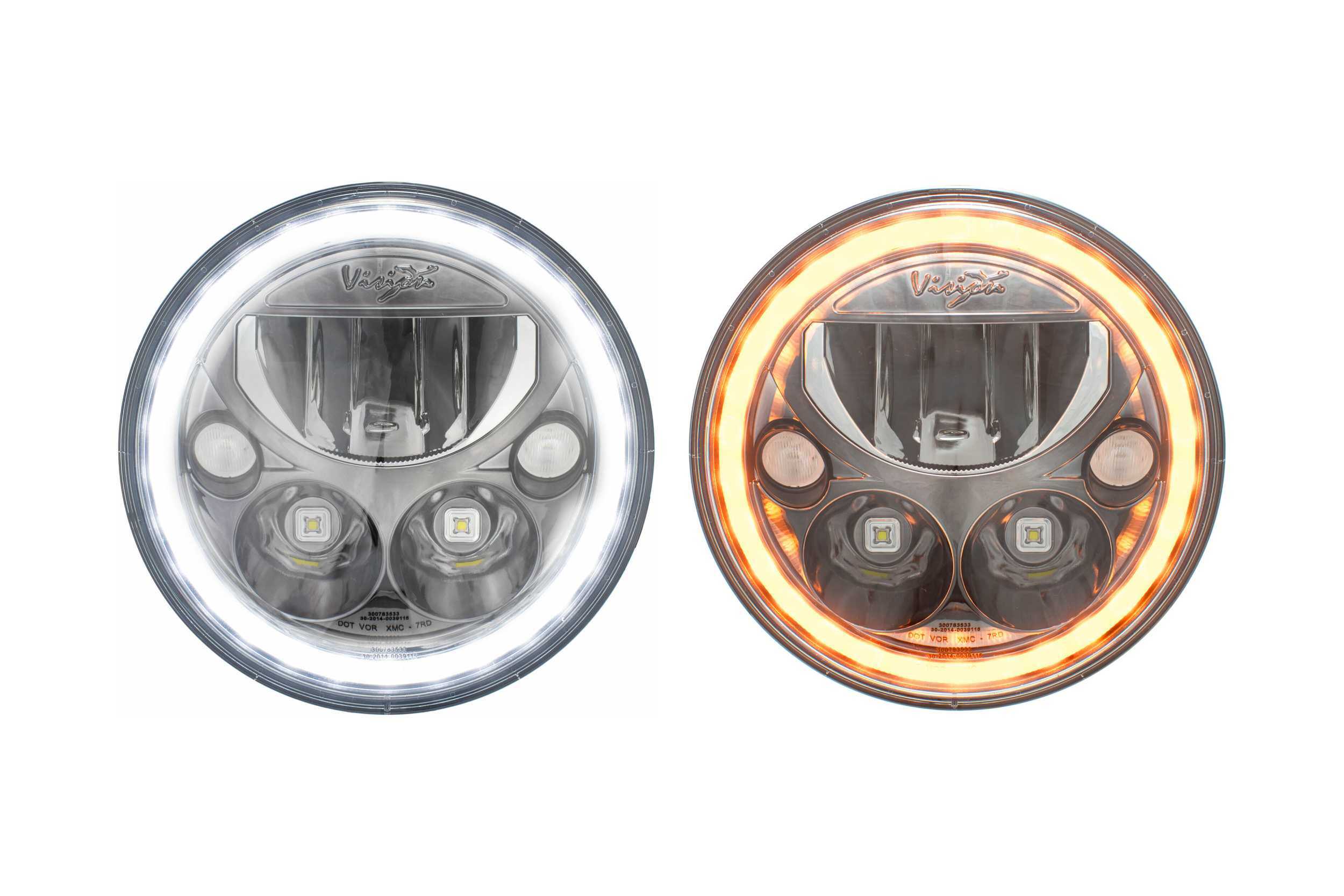Vision X  LED Headlights: (Each / 7" Round / Chrome / White Halo) (Universal) - XIL-7RD