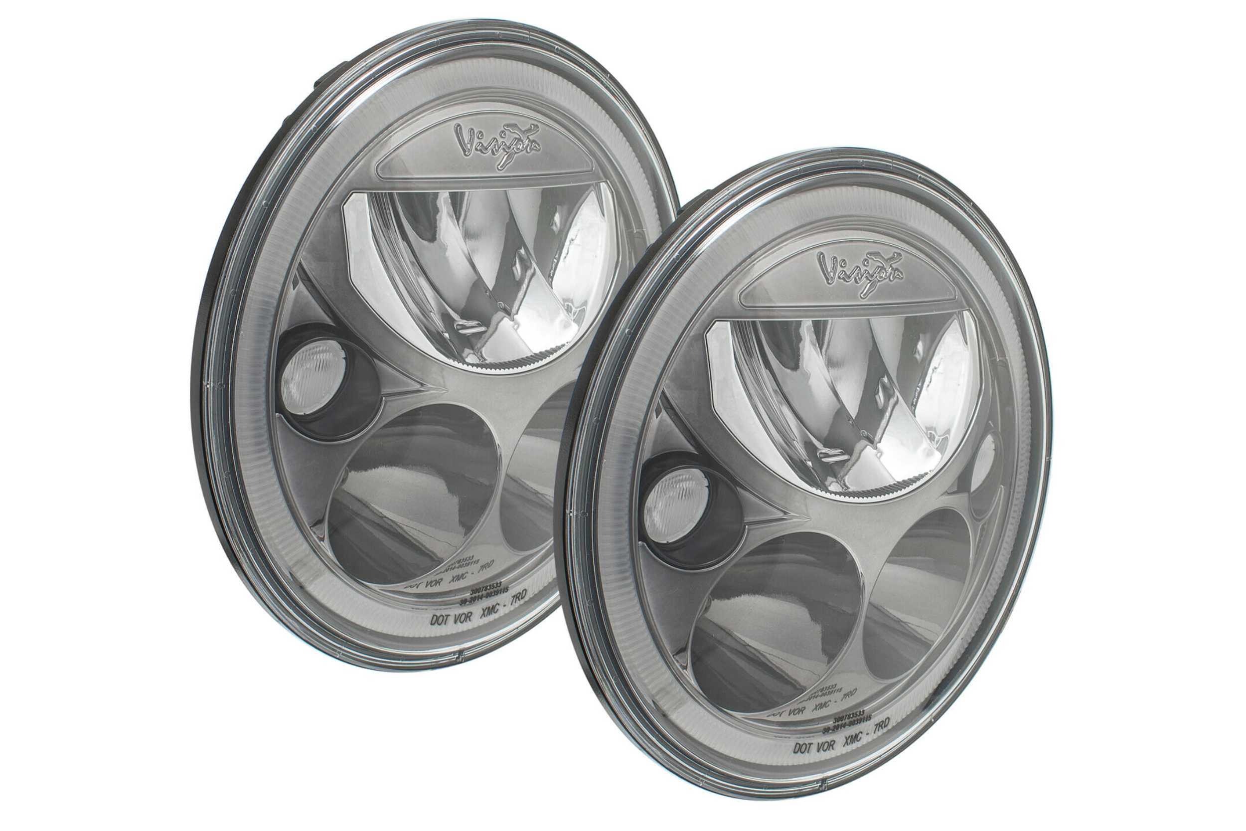 Vision X  LED Headlights: (Each / 5.75" Round / Chrome / White Halo) (Universal) - XIL-575RDB