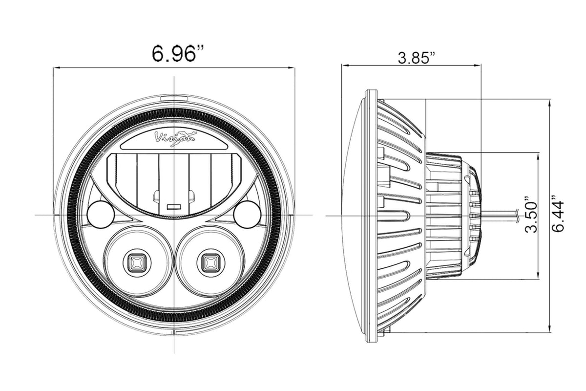 Vision X  LED Headlights: (Each / 5.75" Round / Chrome / White Halo) (Universal) - XIL-575RDB