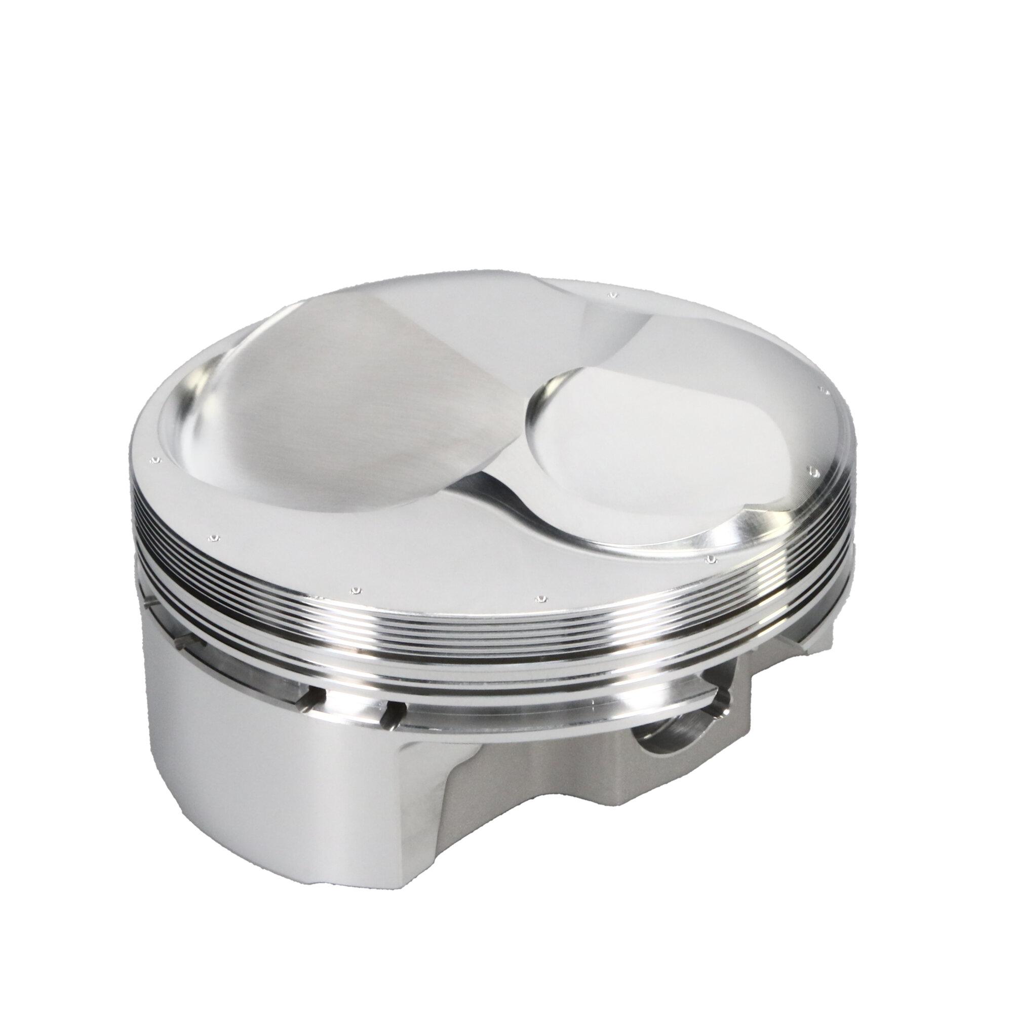 JE Pistons Piston Set, 2618, Dome, 4.600 Bore, 1.120 CD, 0.990 Pin Dia, Set of 8. (Chevrolet BBC SR20) - 377907
