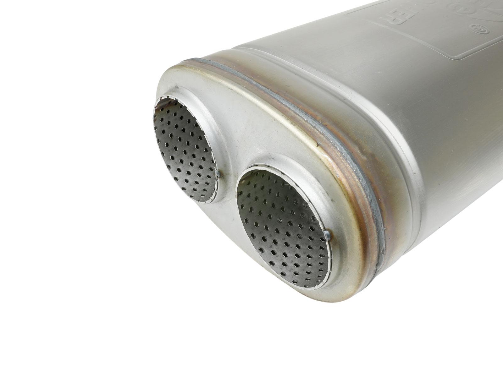 AFE MACH Force-Xp 409 Stainless Steel Muffler 3 IN Dual Inlet/Dual Outlet 5 IN H x 8 IN W x 18 IN L - Oval Body - 49M00055