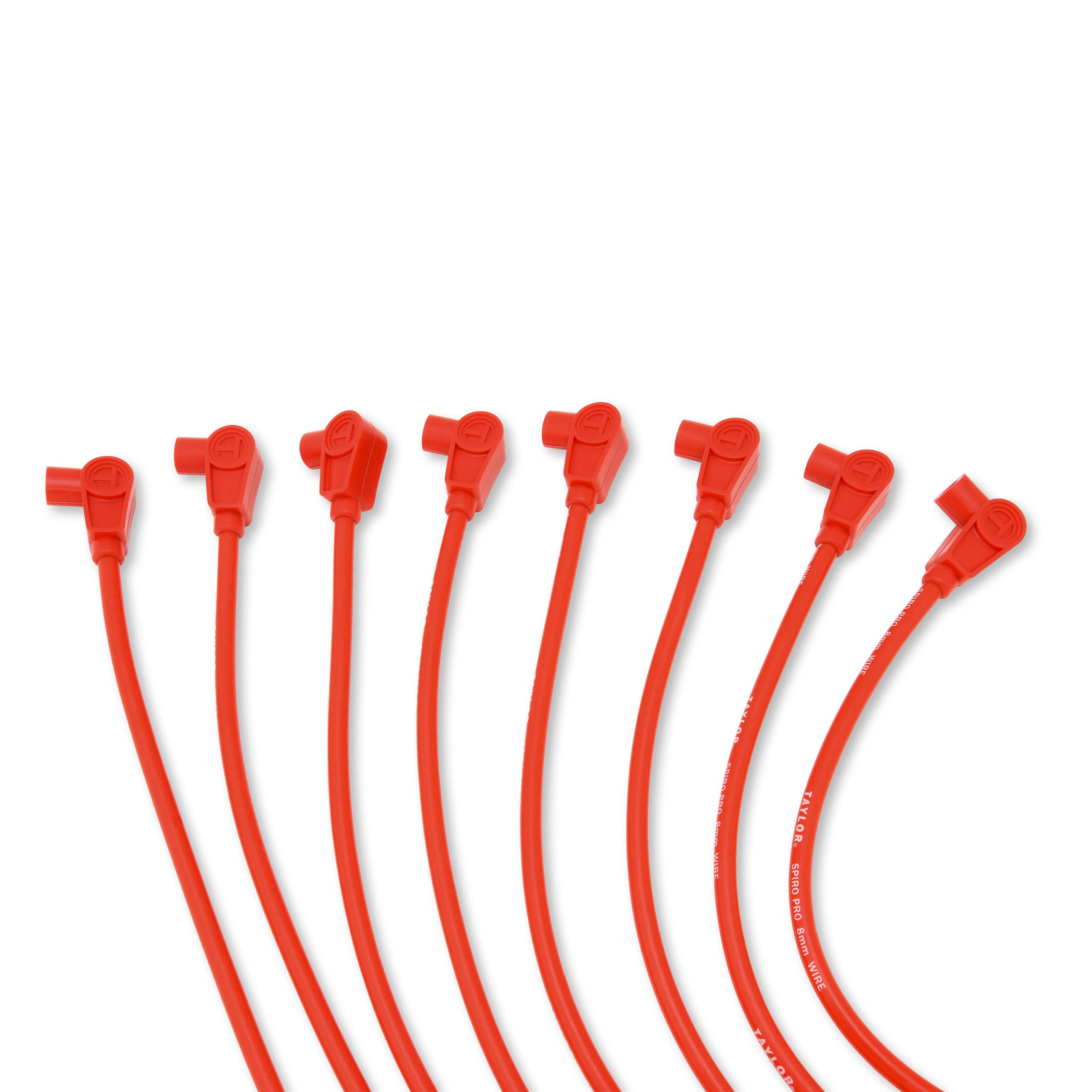 TAYLOR CABLE 8mm Spiro-Pro custom 8 cyl red Spark Plug Wires - 74206