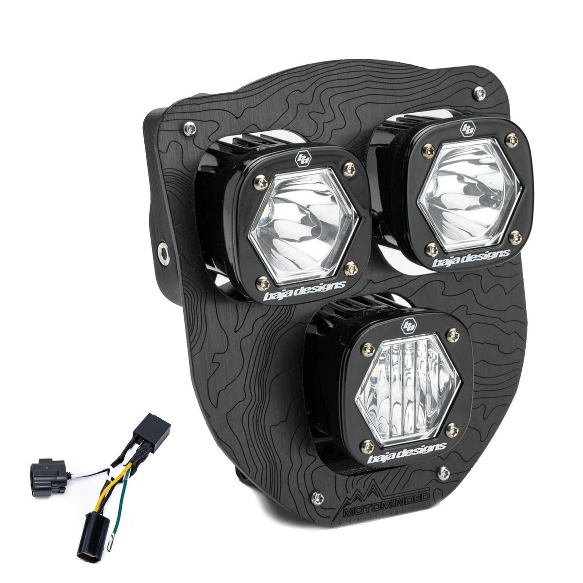 Baja Designs Husqvarnatriple S1 "Hydra" (D/C) Led Headlight Kit W/ Hi-Low Harness (2024-2025 FE350S, FE501S) - 38-7019