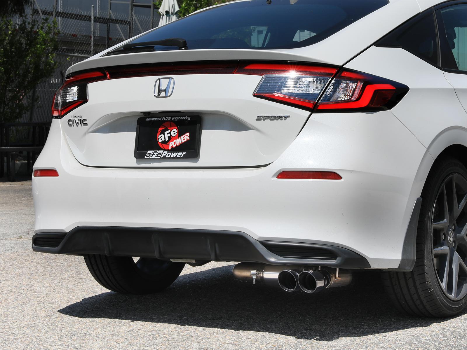 AFE Takeda 2-1/2 IN to 3 IN 304 Stainless Steel Cat-Back Exhaust w/ Black Tips (2022-2025 Civic Sport) - 49-36631-B