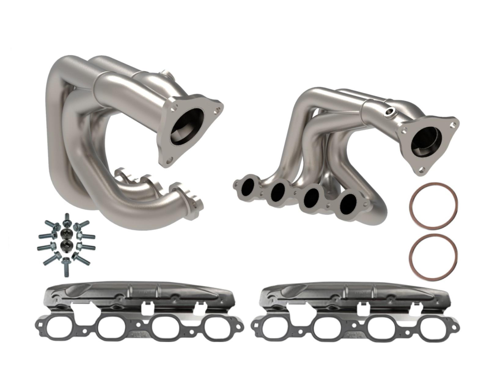 AFE Twisted Steel 1-7/8 IN to 2-3/4 IN 304 Stainless Headers w/ Titanium Coat Finish (Chevrolet Corvette (C8) 20-25 V8-6.2L) - 48-34148-T
