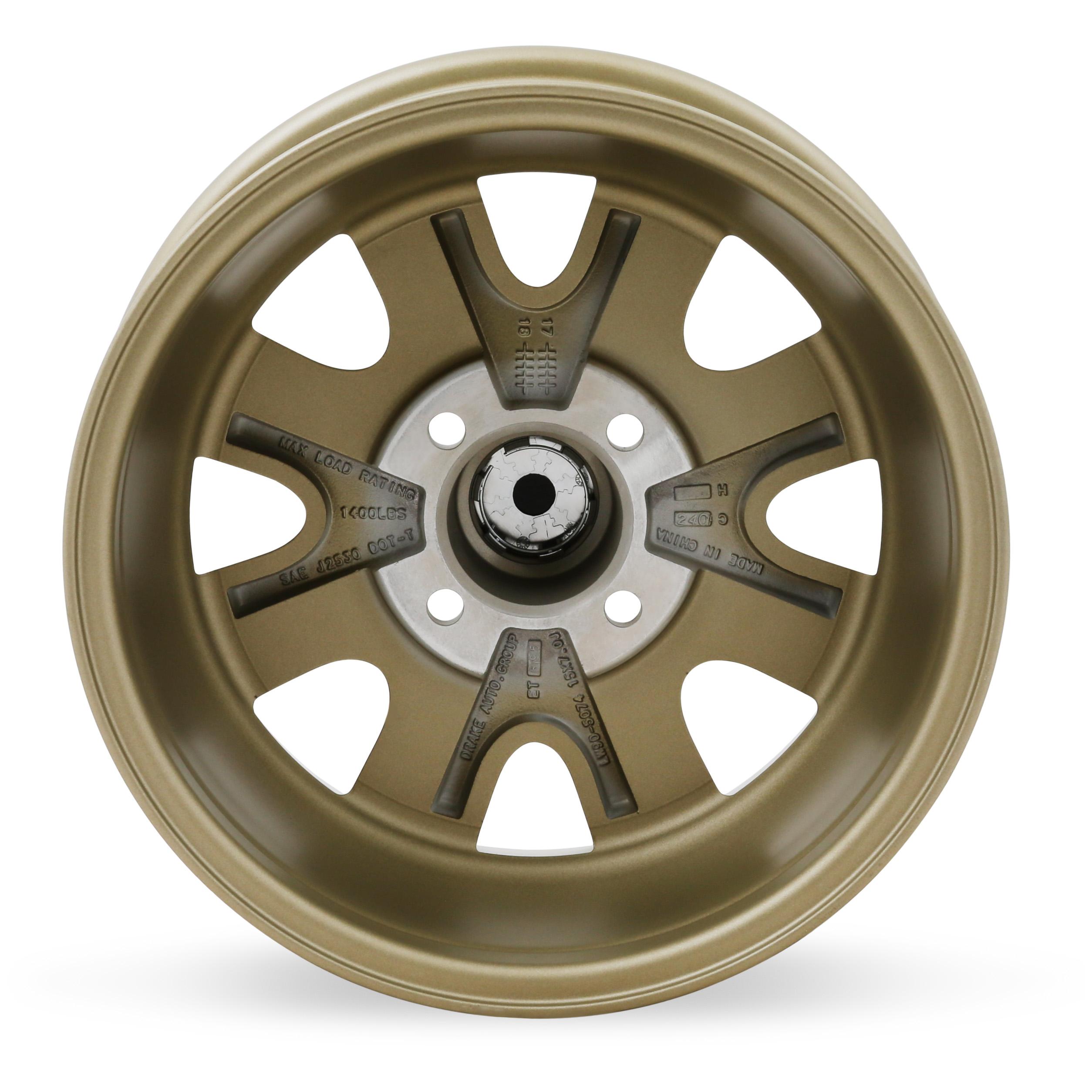 Legendary Wheels HB44 Wheel Series - 15 x 7 in. - 4 x 4.5 Bolt Pattern - 4.25 in. Backspacing - Aluminum - Gold Haze (1964-1973 Mustang Base, Mustang Grande) - LW90-50744F