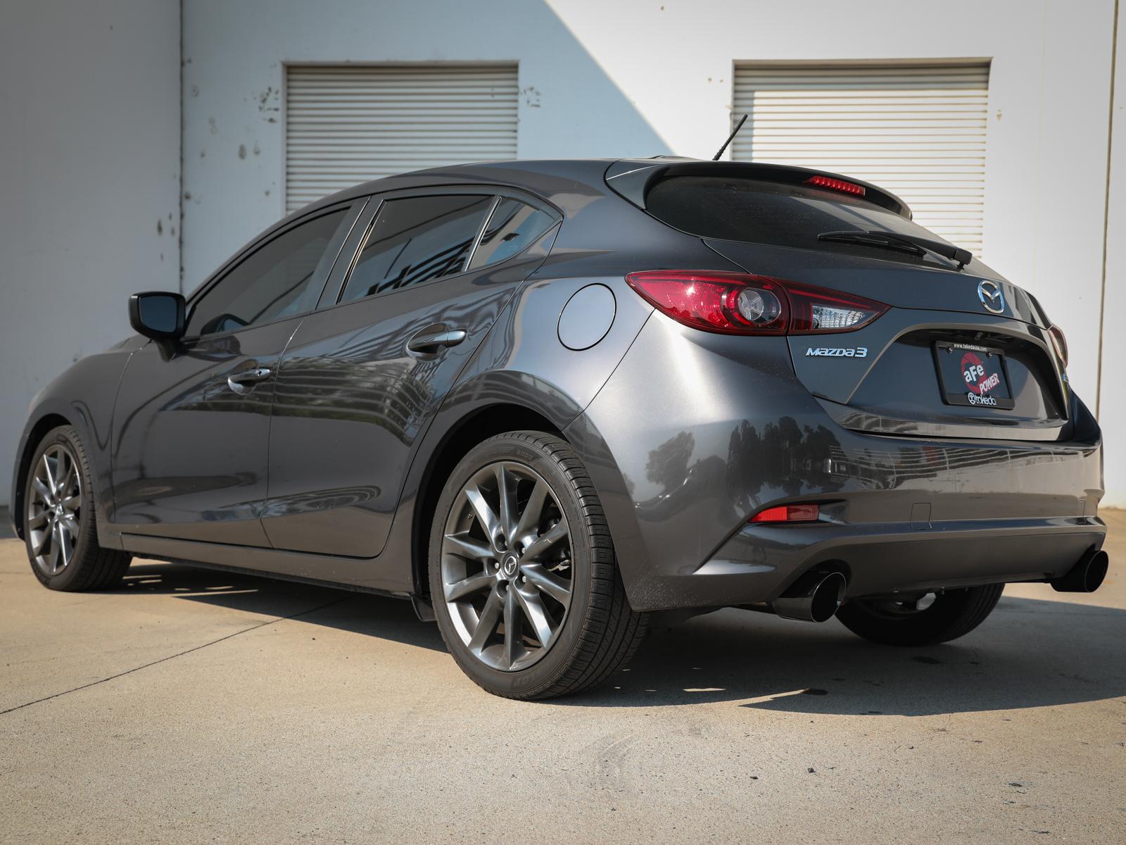 AFE Takeda 2-1/2 IN 304 Stainless Steel Cat-Back Exhaust System w/ Black Tips (Mazda 3 14-18 L4-2.0/2.5L) - 49-37015-B