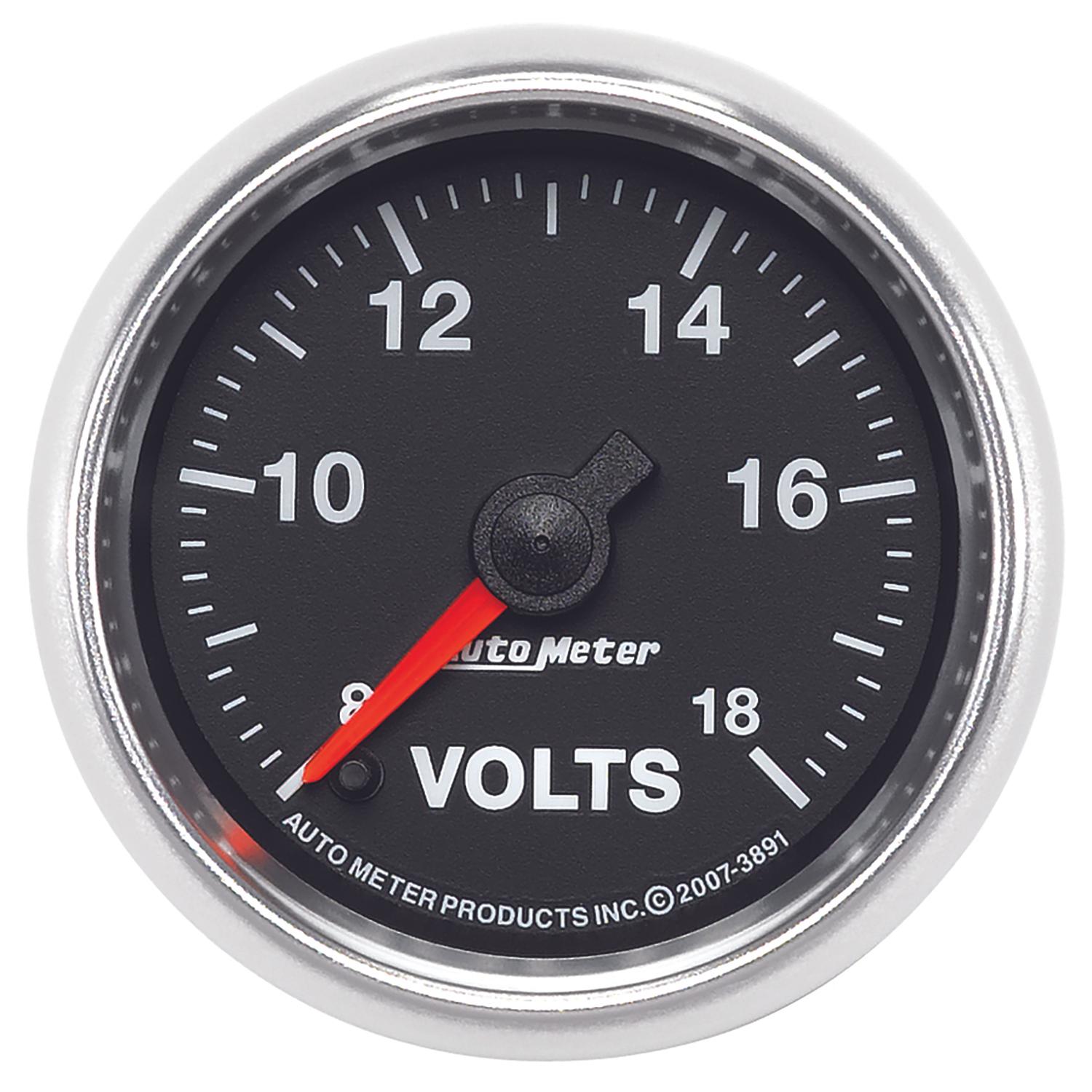 Auto Meter GS Series 2 1/16" 8-18 Volts Voltmeter Gauge