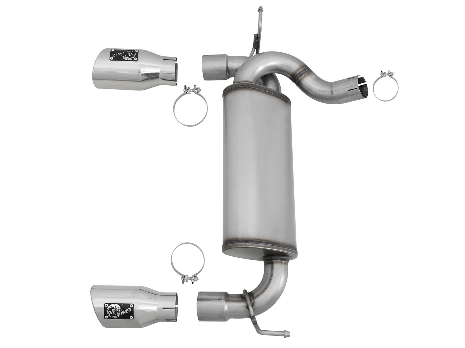 AFE Rebel Series 2-1/2 IN 409 Stainless Steel Axle-Back Exhaust w/ Polished Tips - 49-48061-P