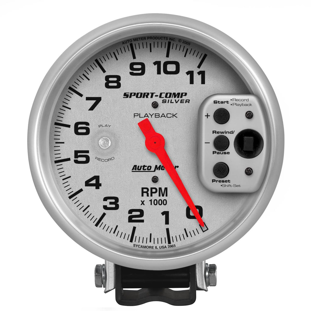 Auto Meter 5" PEDESTAL PLAYBACK TACHOMETER, 0-11,000 RPM, ULTRA-LITE - 3965