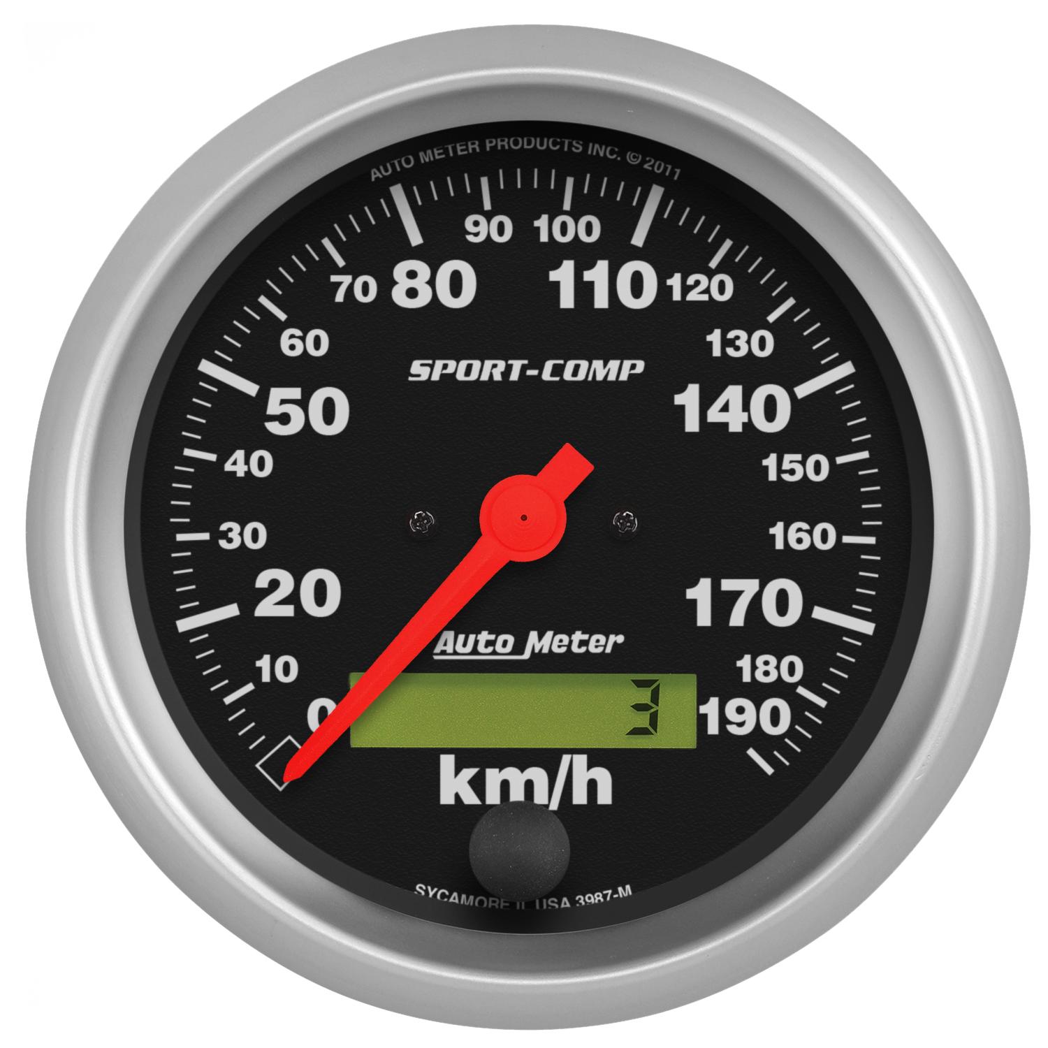 Auto Meter 3-3/8" SPEEDOMETER, 0-190 KPH, SPORT-COMP - 3987-M