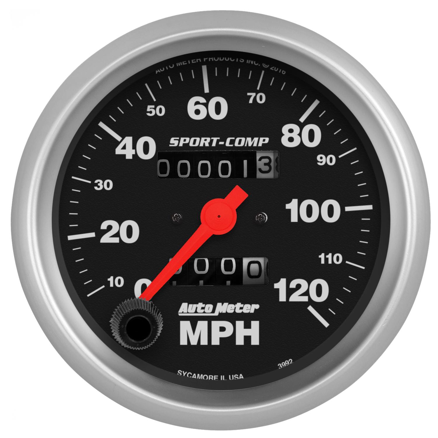 Auto Meter 3-3/8" SPEEDOMETER, 0-120 MPH, SPORT-COMP - 3992