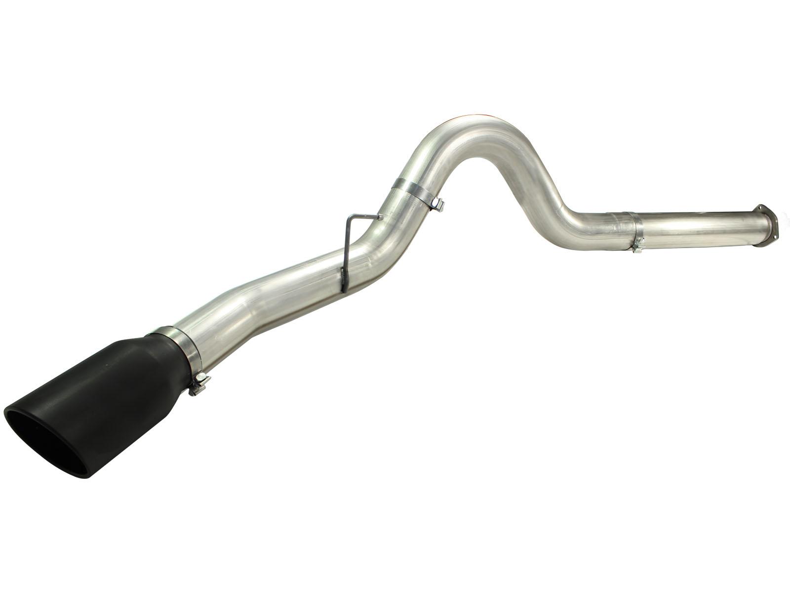 AFE Large Bore-HD 5 IN 409 Stainless Steel DPF-Back Exhaust System w/Black Tip - 49-43055-B