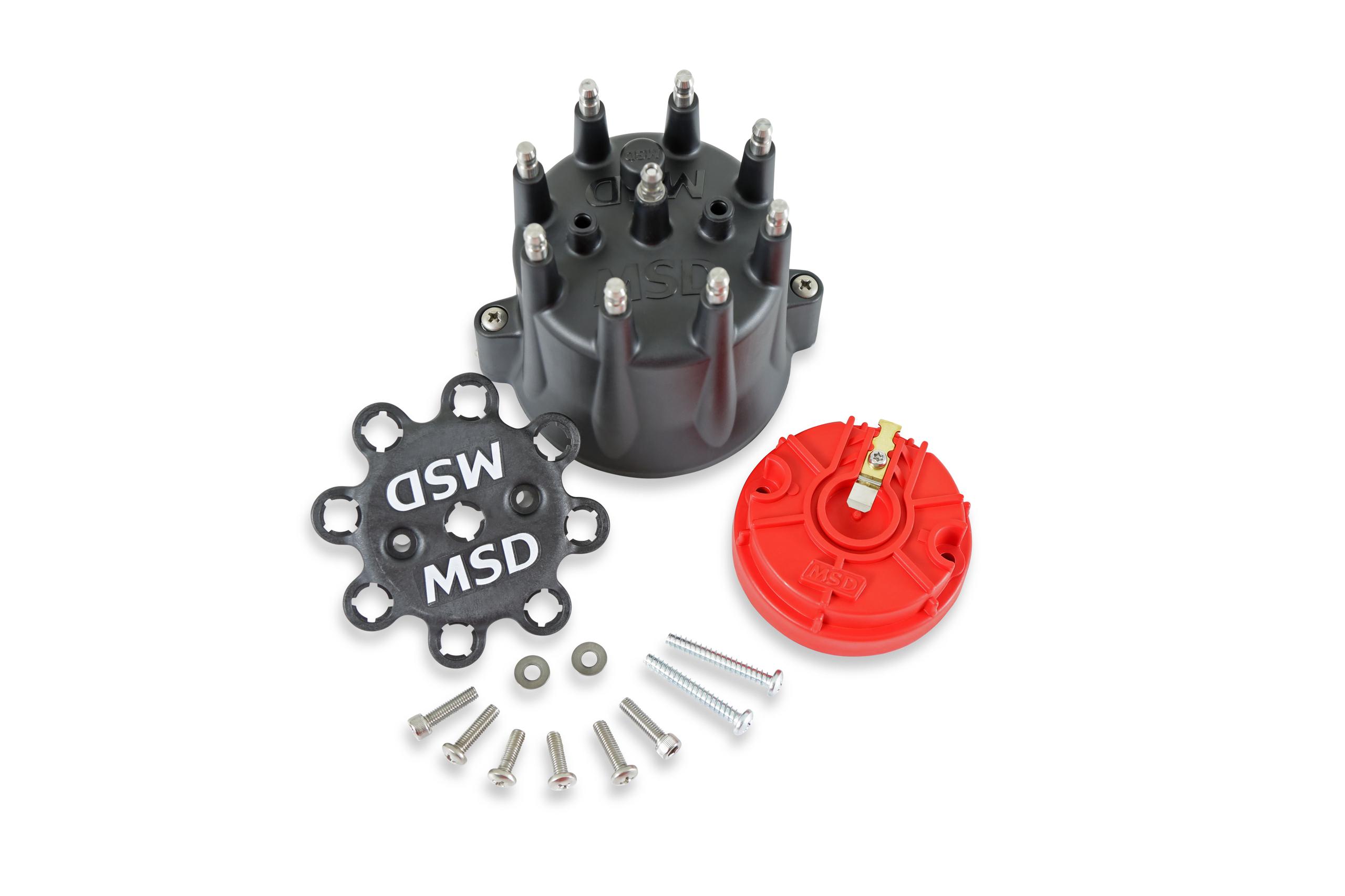 Black Chevy V8 HEI Distributor Cap and Rotor.  - 84336