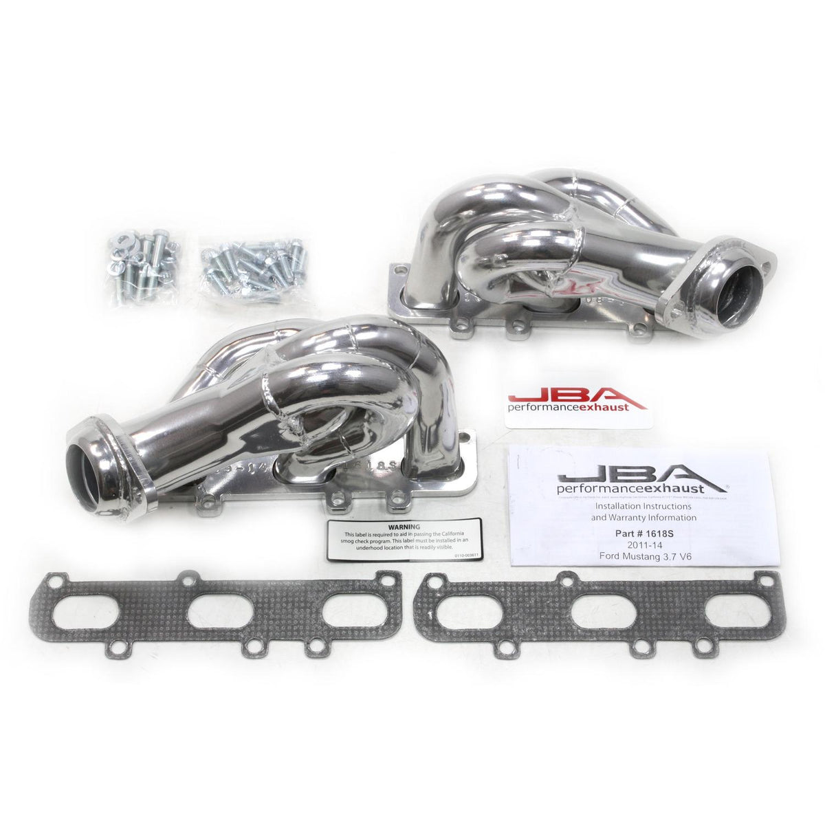 JBA 2011-2017 Mustang 3.7L V6 CARB Legal Shorty Headers (Silver Ceramic)
