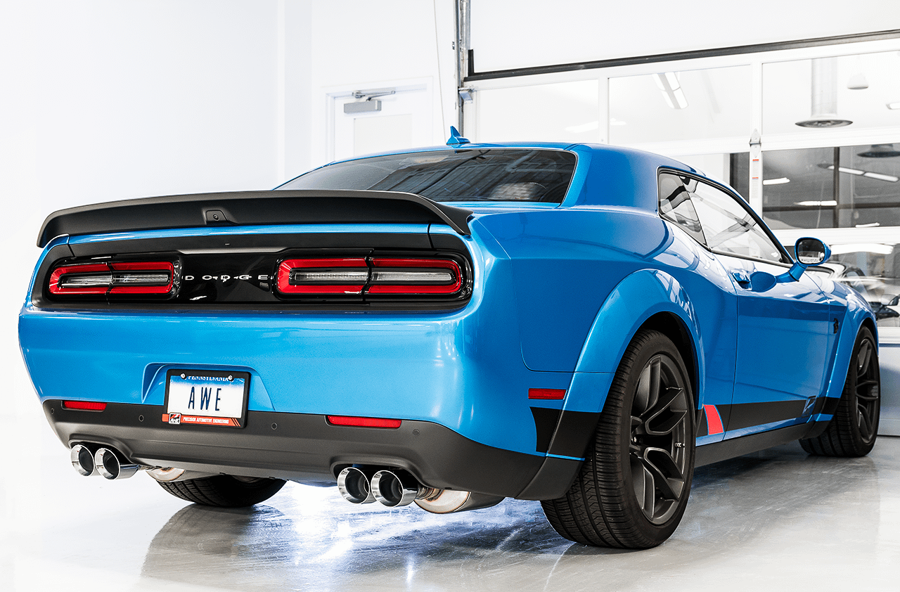 AWE 3020-42074 AWE Touring Edition Exhaust - Non-Resonated, Chrome Quad Tips (2015-2020 Dodge Challenger 6.4L / 6.2L SC)