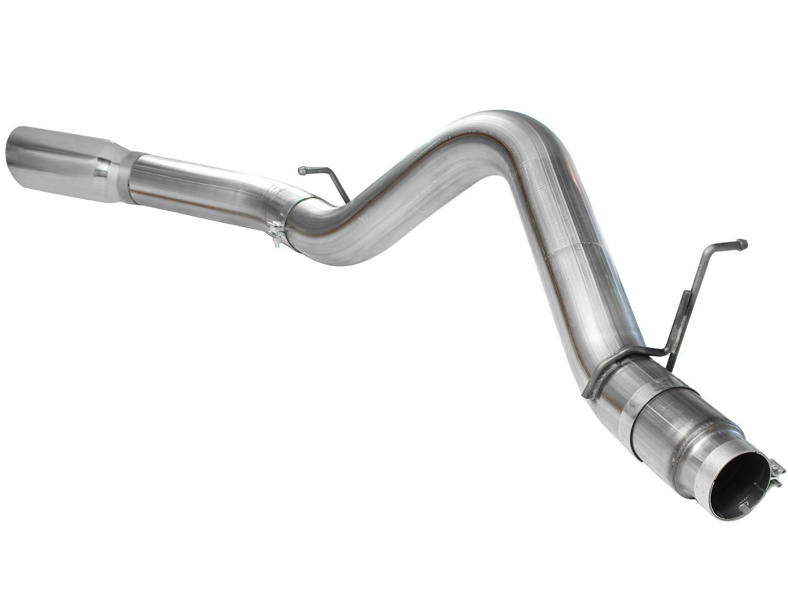 AFE Large Bore-HD 5 IN 409 Stainless Steel DPF-Back Exhaust System w/Polished Tip (2011-2016 Silverado 2500 HD, Silverado 3500 HD, Sierra 2500 HD, Sierra 3500 HD) - 49-44041-P