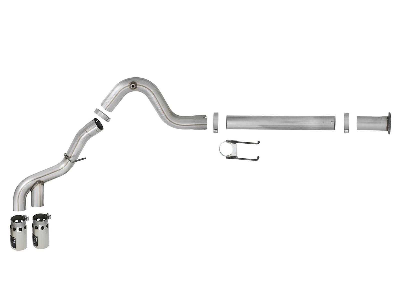 AFE Rebel XD 4 IN 409 Stainless Steel DPF-Back Exhaust w/Dual Polished Tips (Ford Diesel Trucks 11-14 V8-6.7L (td)) - 49-43121-P