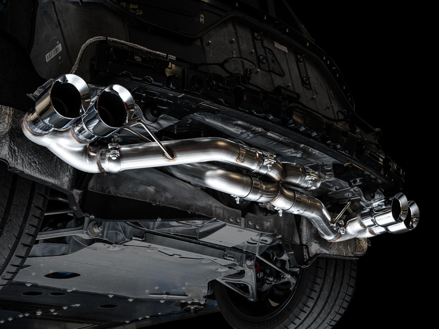 AWE Track Edition Exhaust - Quad Chrome Silver Tips (2020-2024 Corvette C8) - 3020-42080