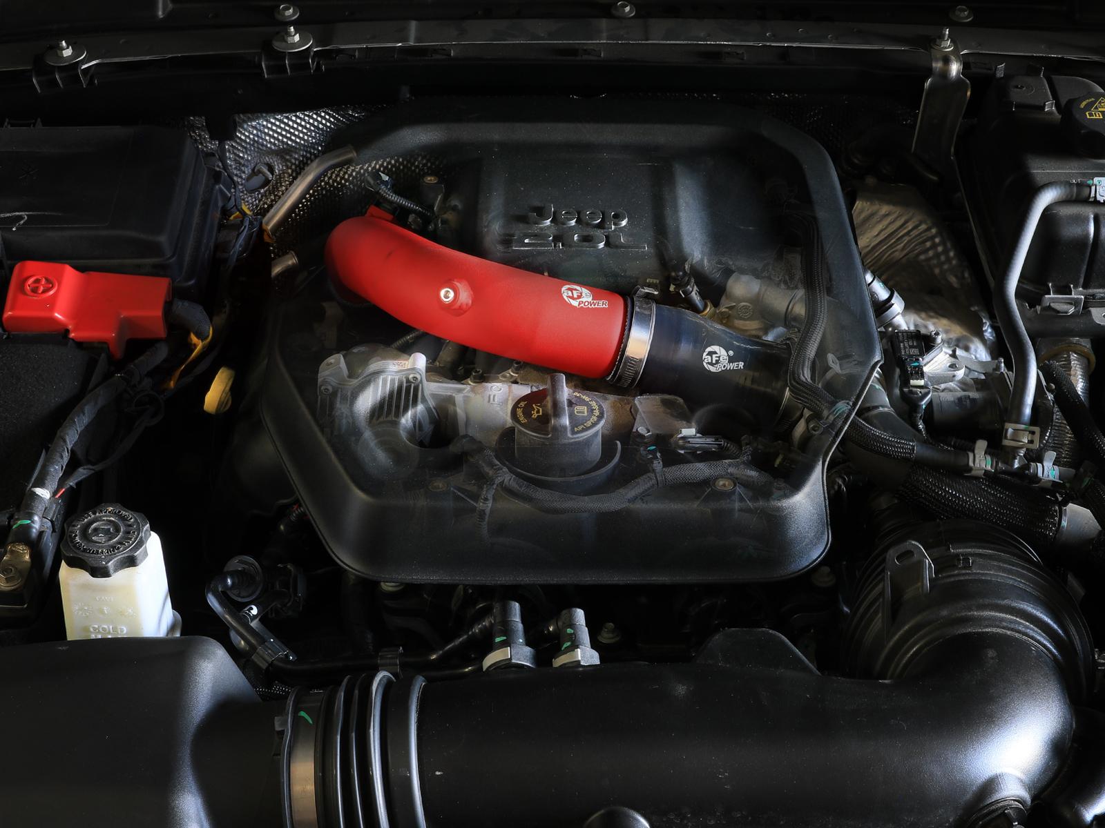 AFE BladeRunner 2-1/2 IN Aluminum Hot Charge Pipe Red (2024-2025 Wrangler) - 46-20778-R