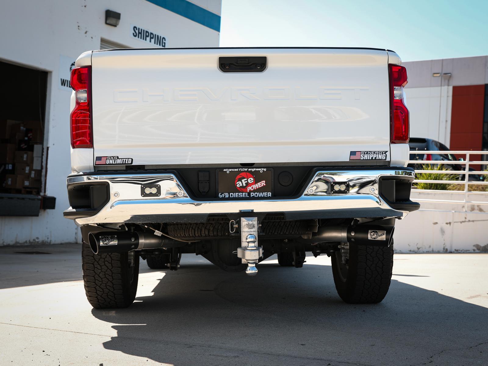 AFE Large Bore-HD 4 IN 409 Stainless Steel DPF-Back Exhaust System w/Black Tip (GM Diesel Trucks 2020 V8-6.6L (td) L5P) - 49-44126-B