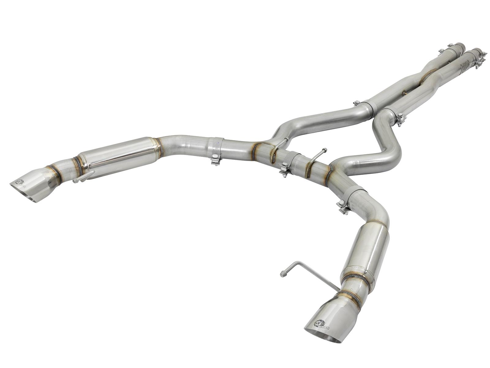 AFE MACH Force-Xp 304 Stainless Steel Cat-Back Exhaust System w Muffler Polished Tip (2015-2017 Mustang GT) - 49-33088-P