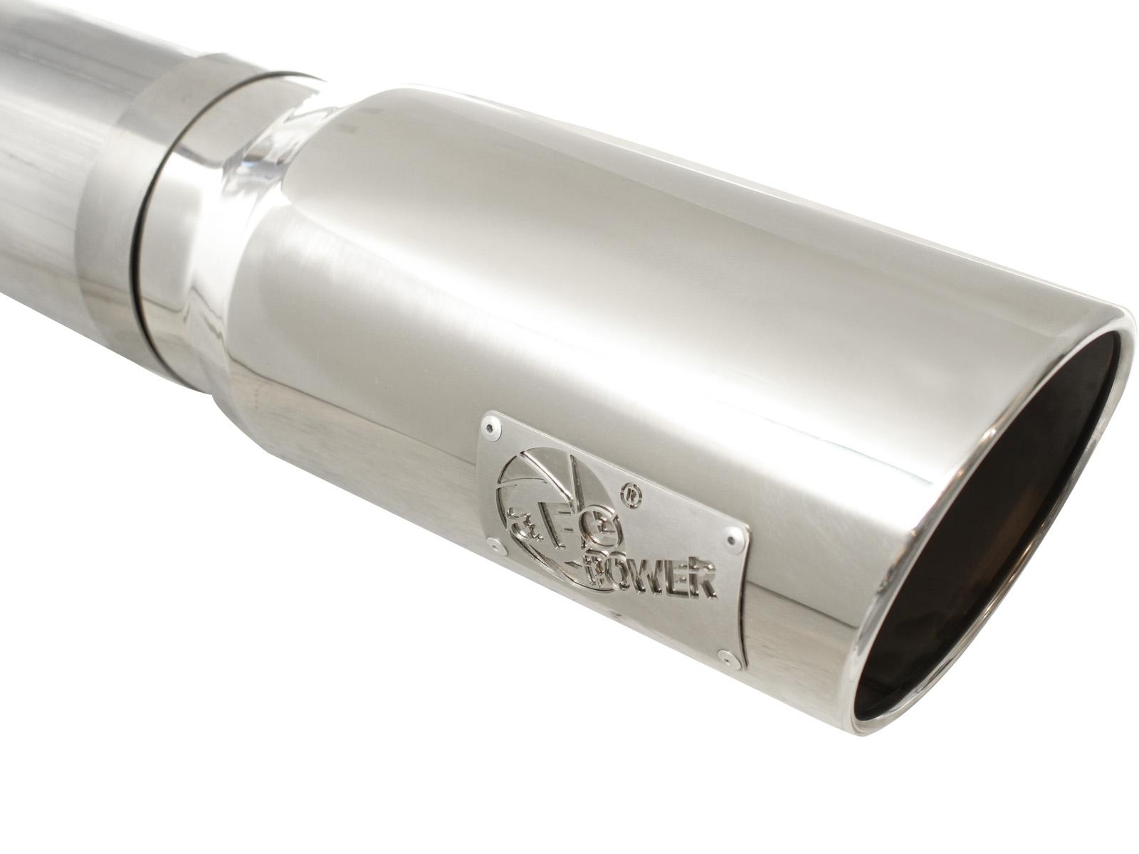 AFE Large Bore-HD 5 IN 409 Stainless Steel DPF-Back Exhaust System w/Polished Tip (2007-2010 Silverado 2500 HD, Silverado 3500 HD, Sierra 2500 HD, Sierra 3500 HD) - 49-44040-P