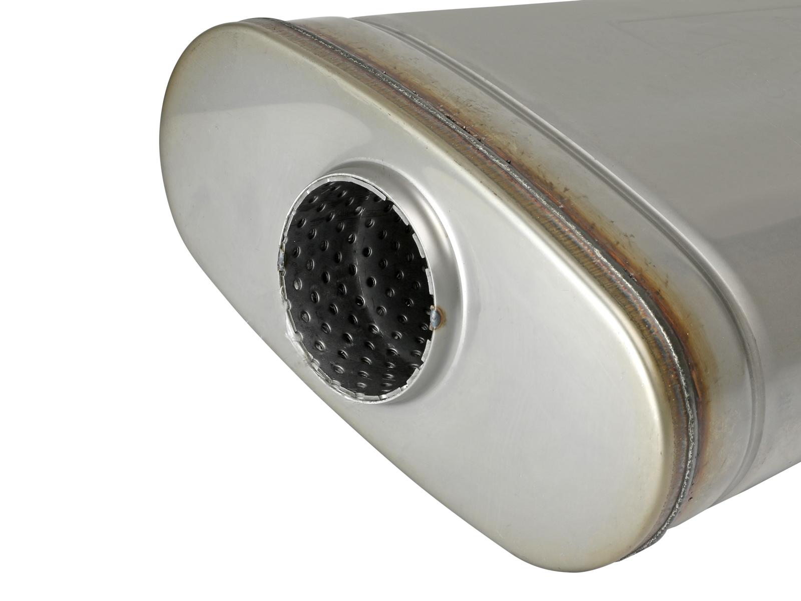 AFE MACH Force-Xp 304 Stainless Steel Muffler (2-1/2 IN ID Center/Offset x 9 IN W x 4 IN H x 18 IN L - Oval Body) - 49M30019