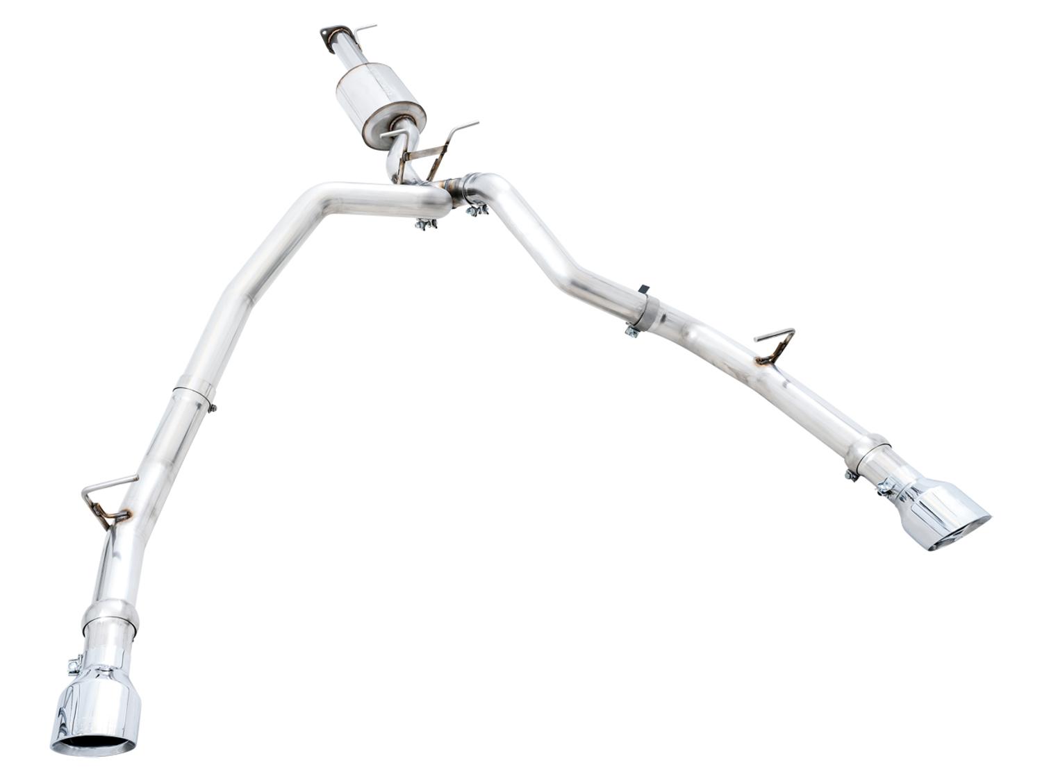 AWE 0FG Dual Rear Exit Catback Exhaust for 5th Gen RAM 1500 5.7L (with bumper cutouts) - Chrome Silver Tips - 3015-32005