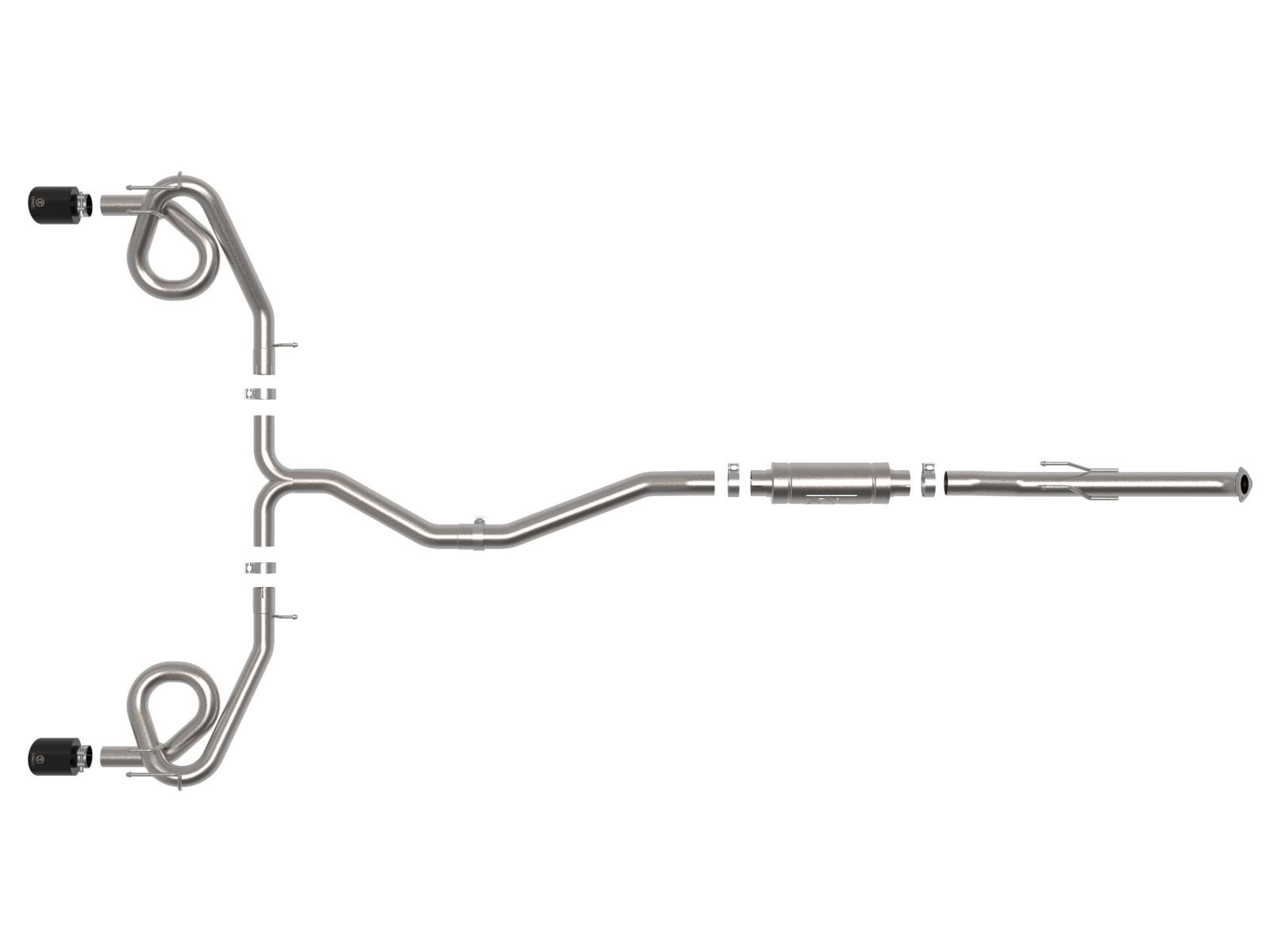 AFE Takeda 2-1/2 IN to 3 IN 304 Stainless Steel Cat-Back Exhaust w/ Black Tips Honda Civic Si 22-23 L4-1.5L (t) - 49-36630-B