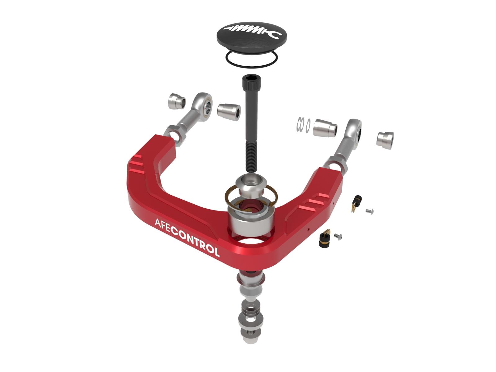 AFE aFe CONTROL Billet Uniball Upper Control Arm Kit Red (2024-2026 4Runner , Land Cruiser , Tacoma) - 460-72T006-R