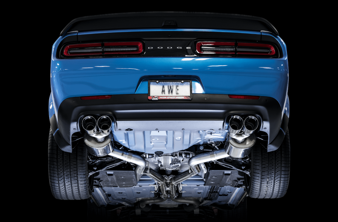 AWE 3020-42074 AWE Touring Edition Exhaust - Non-Resonated, Chrome Quad Tips (2015-2020 Dodge Challenger 6.4L / 6.2L SC)