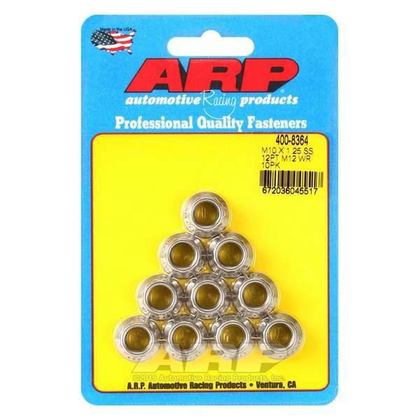 ARP M10 X 1.25 (M12 wr) SS 12pt nut kit - 400-8364