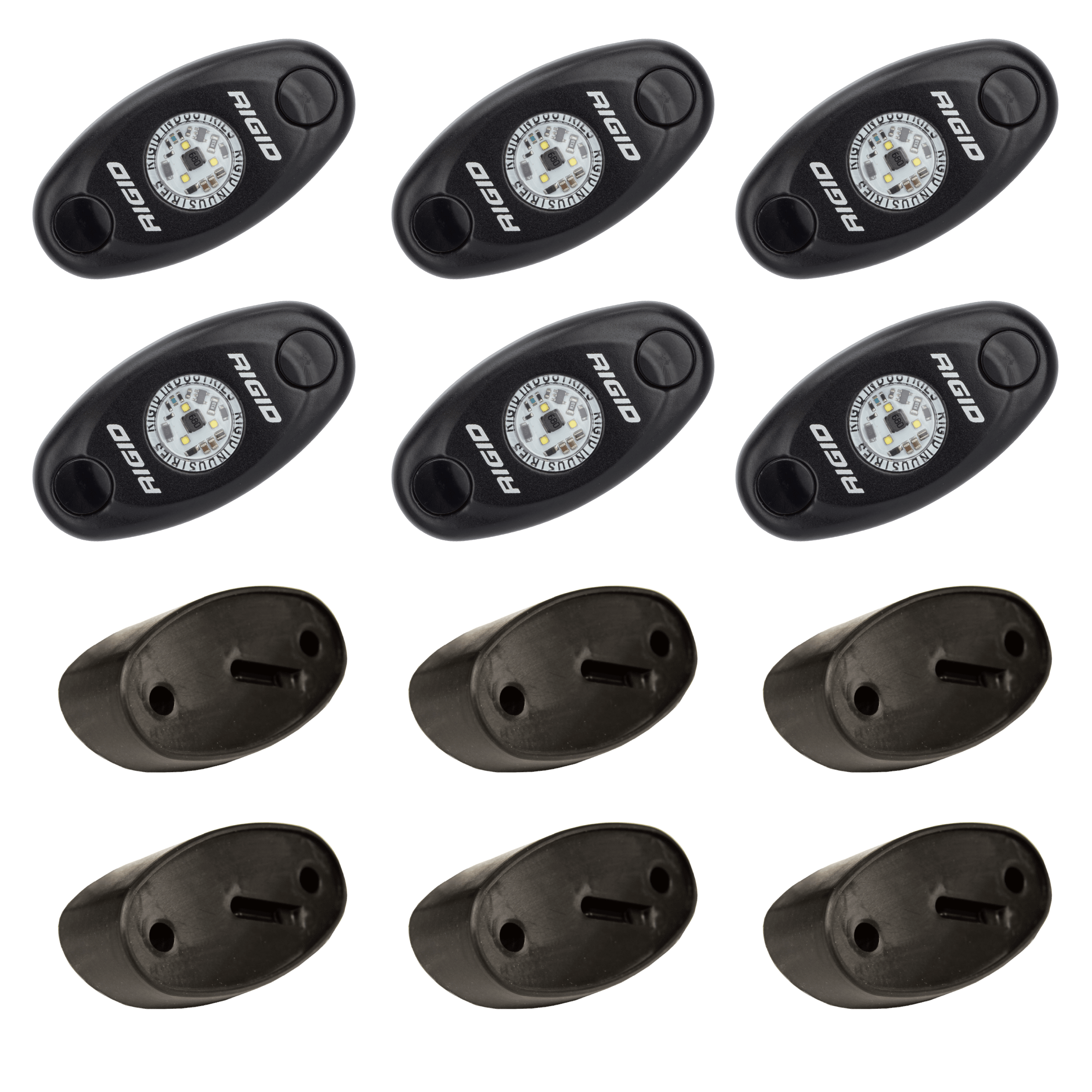 RIGID Industries Rigid A-Series Led Universal Rock Light Kit, High Power Amber, Set Of 6 - 400293