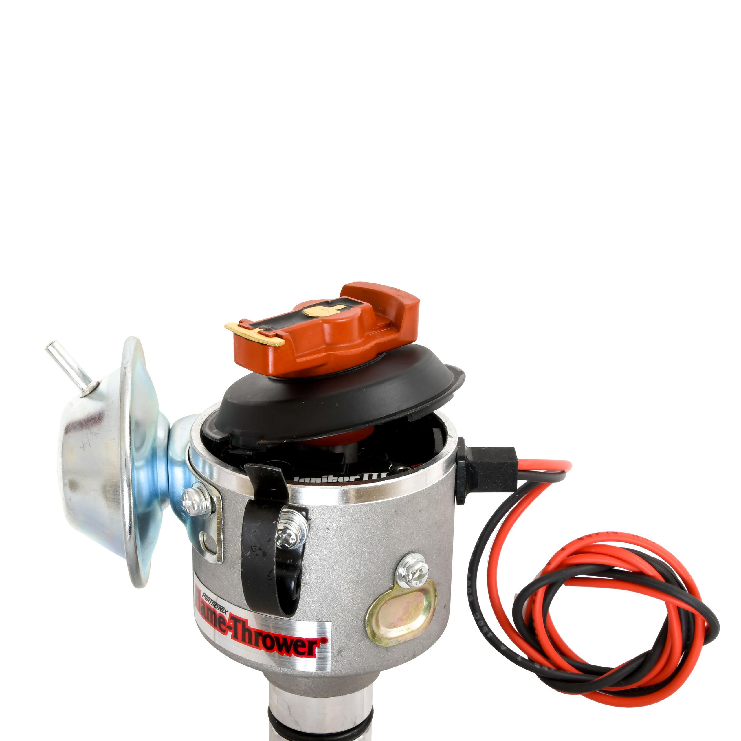 Pertronix Flame-Thrower "Stock Look" Bosch Style Performance Distributor Featuring Ignitor Iii Electronics. 12-Volt Negative Ground With Vacuum Advance. - D7182504