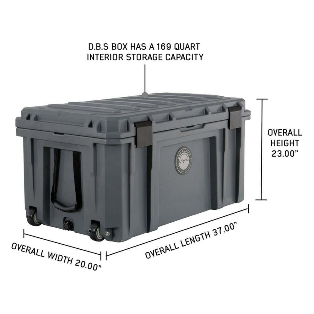 Overland Vehicle Systems D.B.S. - Dark Gray 169 QT Dry Box with Wheels, Drain, and Bottle Opener Overland Vehicle Systems - 40100031