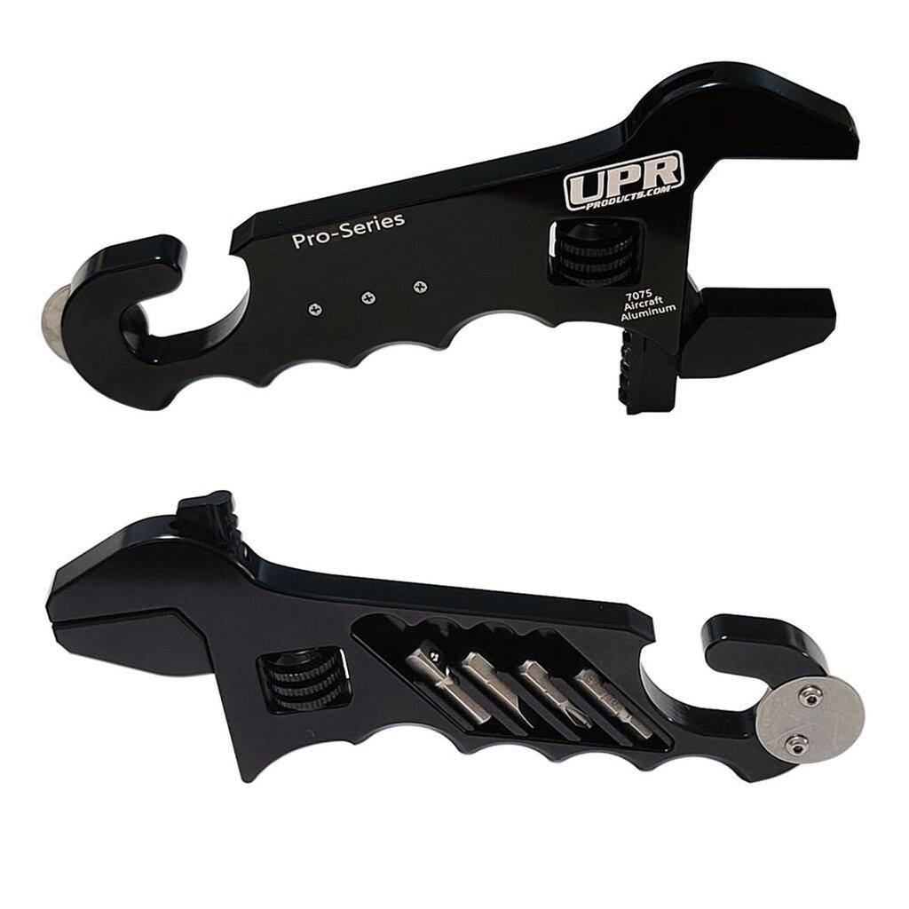 UPR 7075 Billet Adjustable -16 AN Wrench with Dual DZUS Multi Tool Pit Wrench - Black - 4016-05