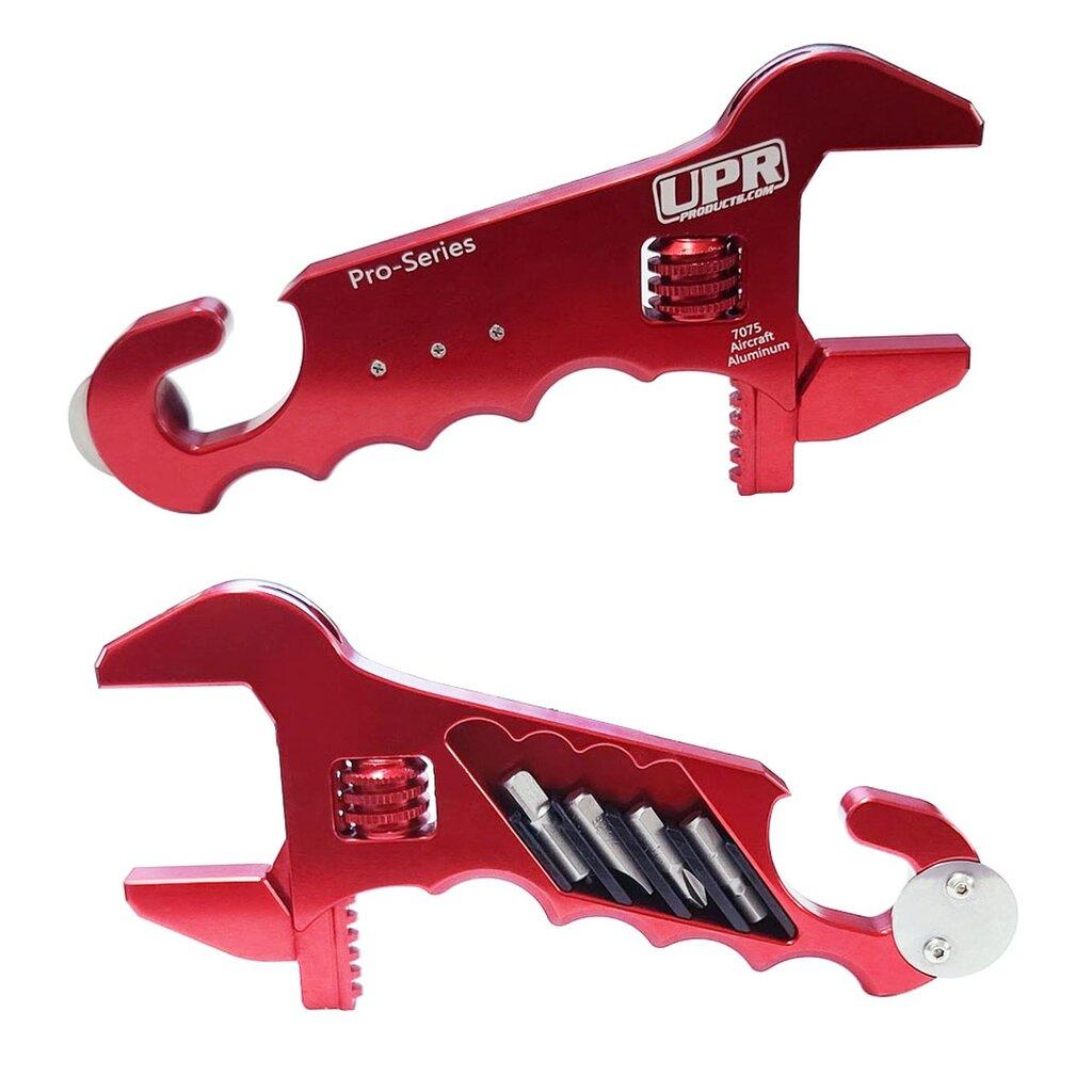 UPR 7075 Billet Adjustable -16 AN Wrench with Dual DZUS Multi Tool Pit Wrench - Red - 4016-06