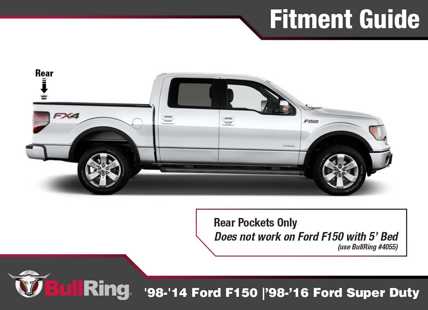 SpeedStrap Ford Flush Fit Retractable Tie Down Anchors Rear only '98-'14 Ford F150 '98-'16 Ford F-250/F-350 Super Duty Bullring - 4028