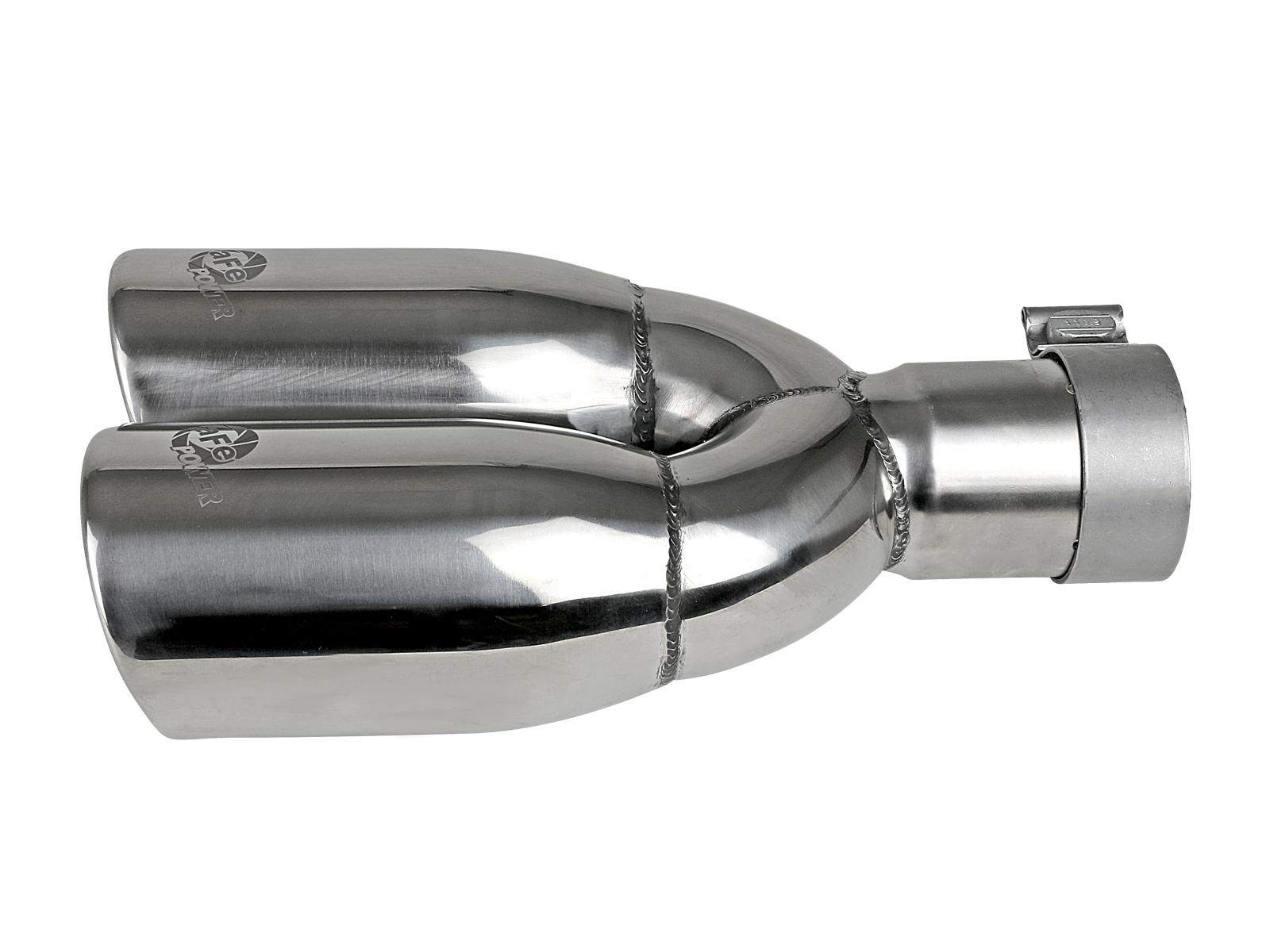 AFE MACH Force-Xp 304 Stainless Steel Clamp-on Exhaust Tip Polished (2-1/2 IN Inlet x 3-1/2 IN Outlet X 12 IN L) - 49T25374-P12