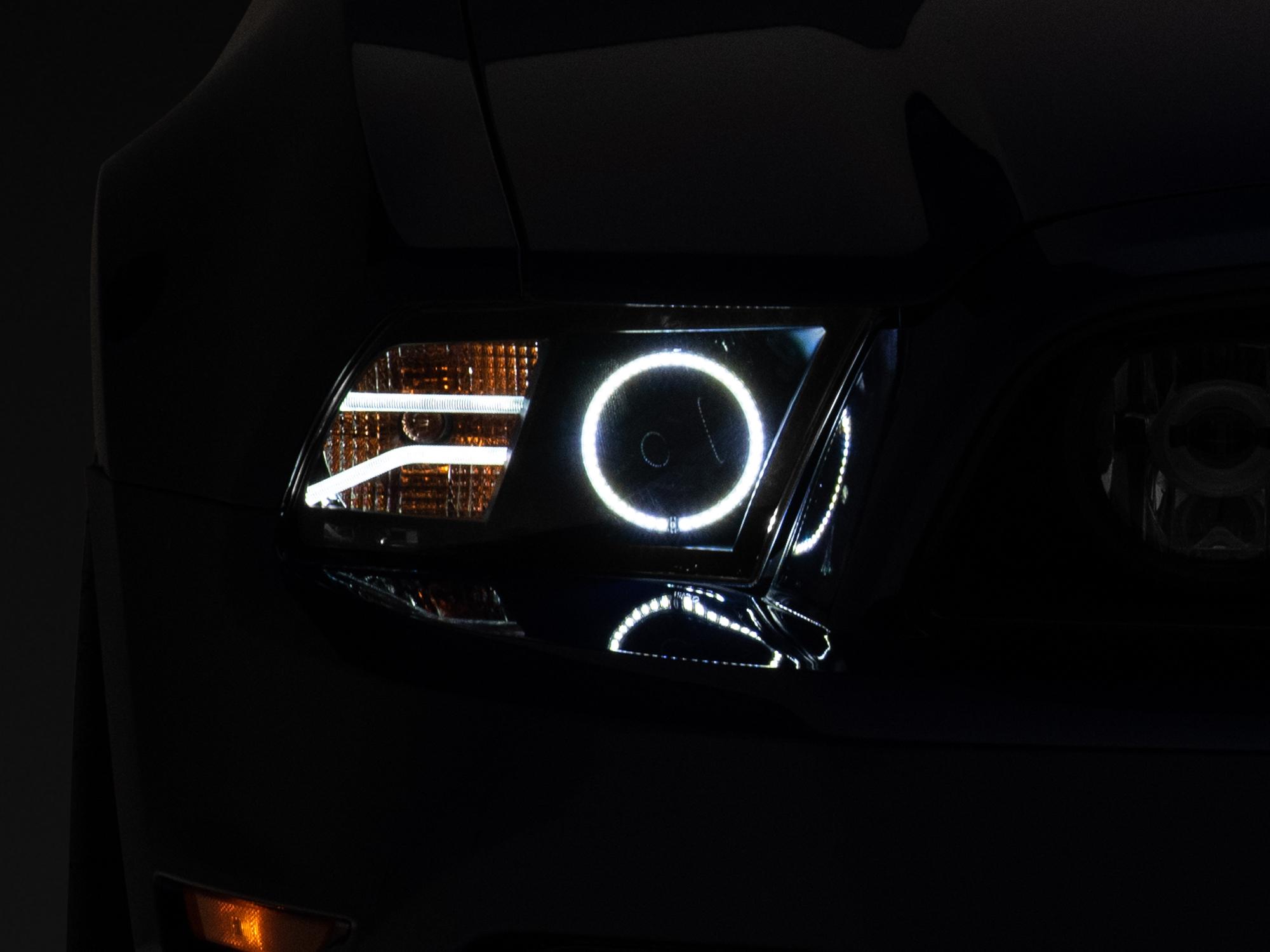 Raxiom 13-14 Ford Mustang LED Halo Projector Headlights- Black Housing (Clear Lens) - 408997