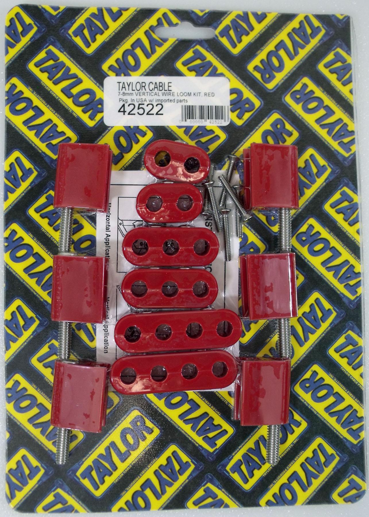 TAYLOR CABLE 7-8mm Vertical Wire Loom Kit red - 42522