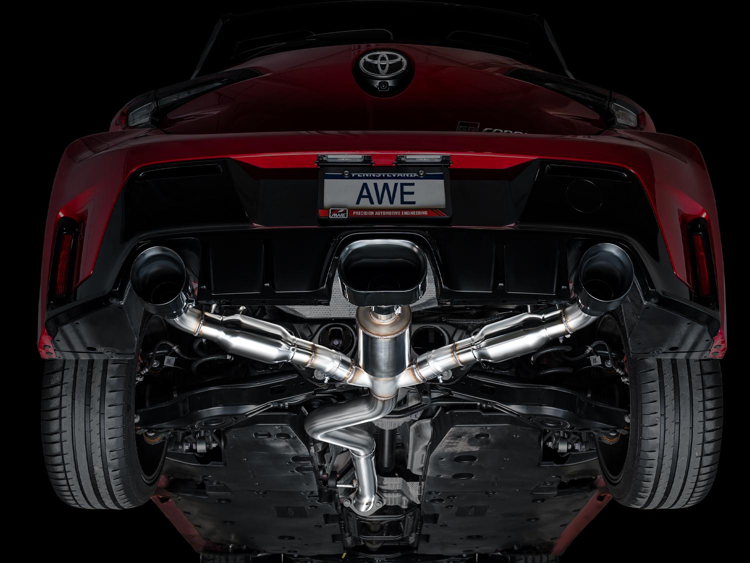 AWE Track Edition Exhaust for GR Corolla - Diamond Black Tips - 3020-53472